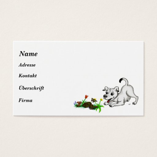 Customizable Spring-awake, puppy with butterfly business cards