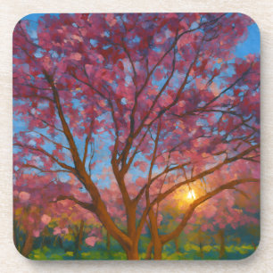 Spring Awakening – Blooming Tree Landscape Beverage Coaster