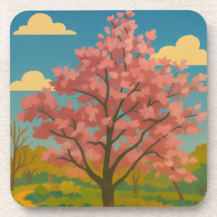 Spring Awakening – Blooming Tree Landscape Beverage Coaster