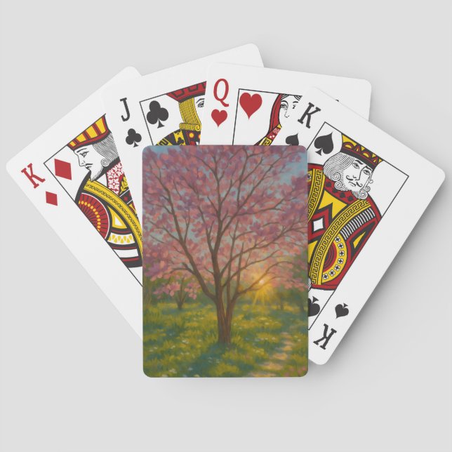 Spring Awakening – Blooming Tree Landscape Poker Cards (Back)