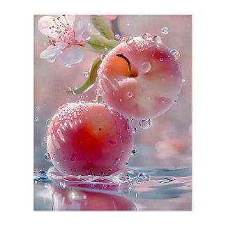 Spring Awakening: Dewy Peach Blossoms Acrylic Print