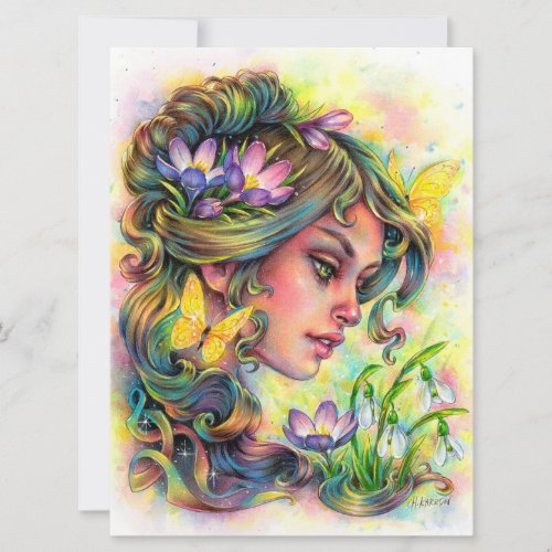 Spring Awakening Fae Fower Fantasy Woman Art Card