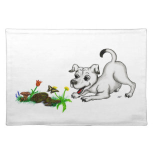 Spring Awakening, Puppy with Flowers and Butterfly Placemat