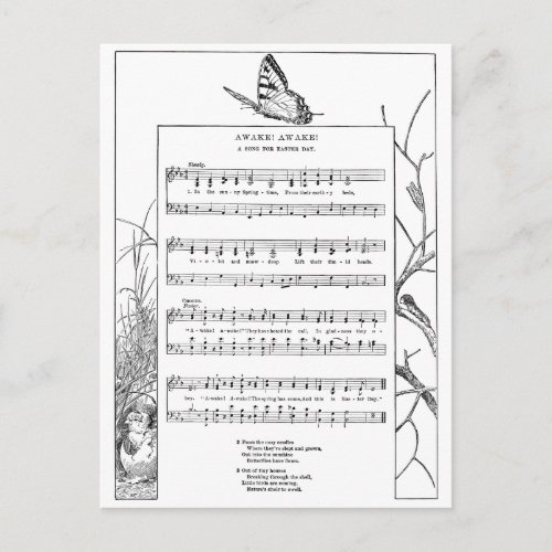 Spring Awakening Song and Butterfly Postcard