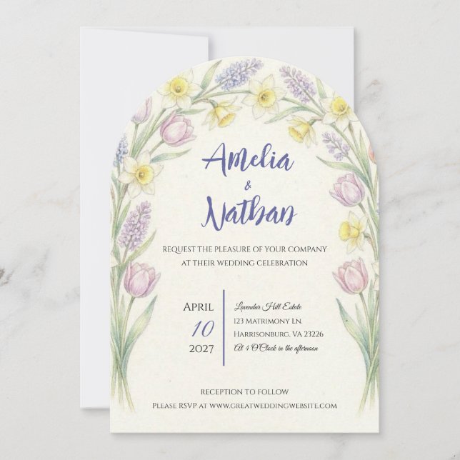 Spring Awakening Wedding Invitation (Front)