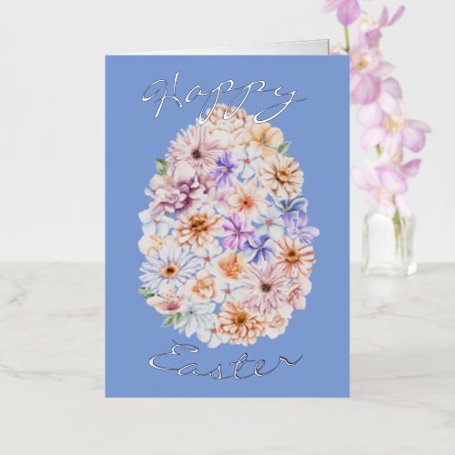 Spring Baby Blue Flowers Happy Easter Foil Holiday Card