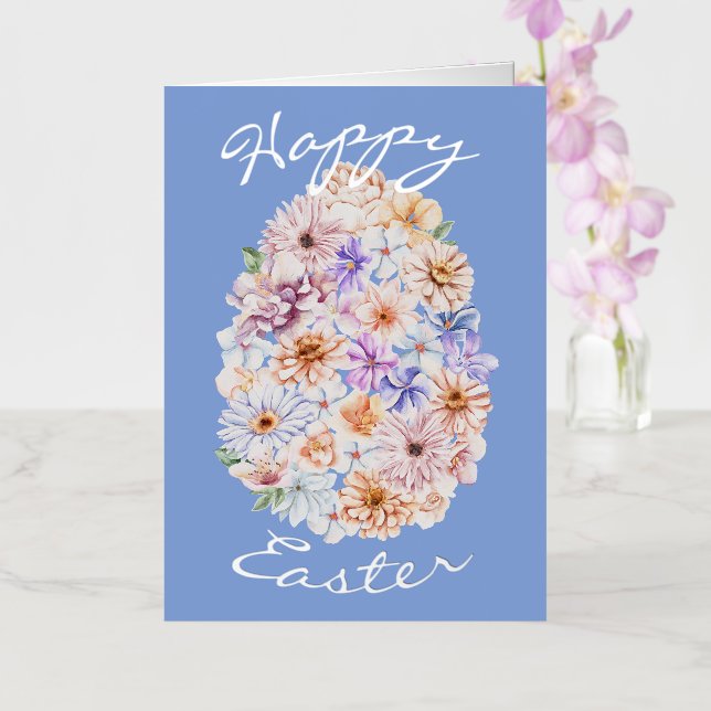 Spring Baby Blue Flowers Happy Easter Foil Holiday Card (Orchid)