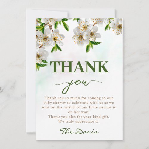 Spring Baby in Bloom Baby Shower Thank You Invitation