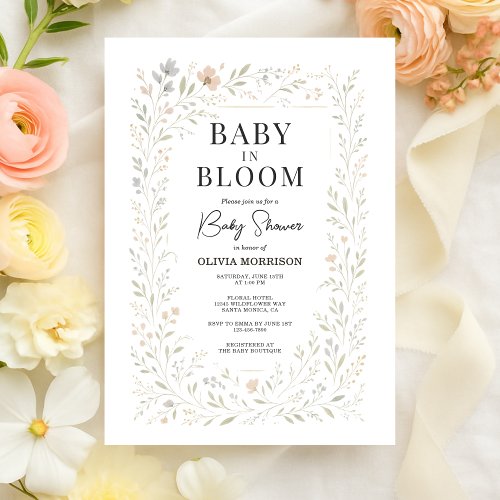 Spring Wildflower Floral or wildflower baby shower invitation