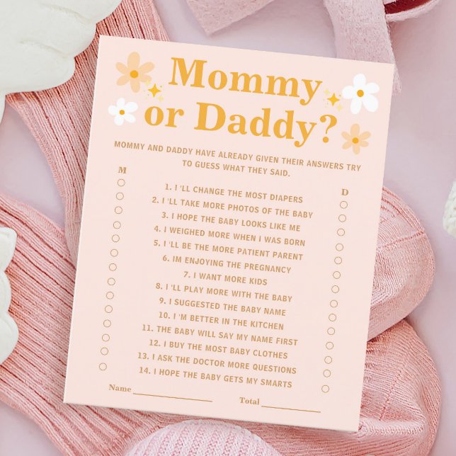 Spring Baby Shower Game Guess Who Mommy or Daddy (Creator Uploaded)