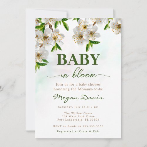 Spring Baby Shower Invitations Baby in Bloom