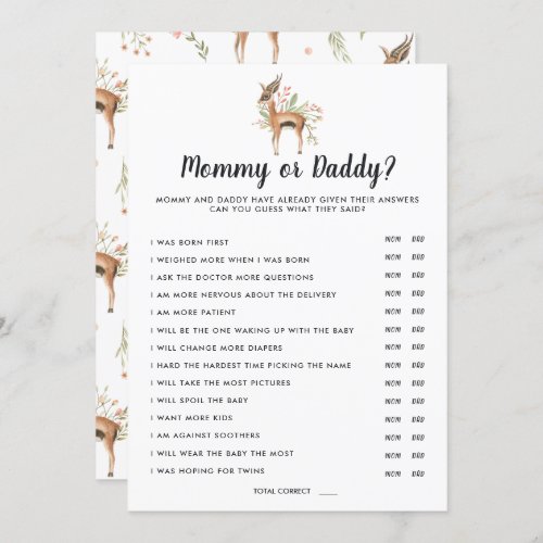 Spring Baby Shower  Mommy or Daddy Game Invitation