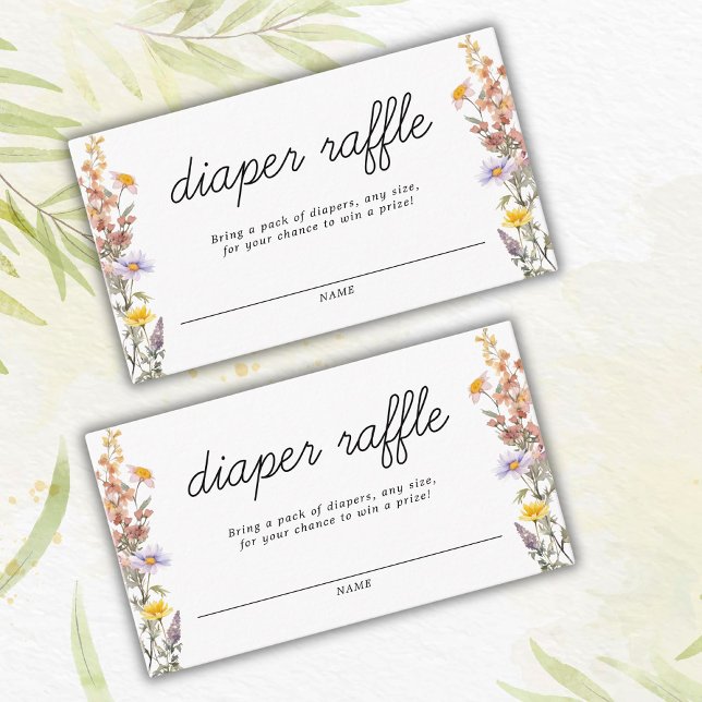 Spring Baby Shower Wildflowers Diaper Raffle Cards (Creator Uploaded)