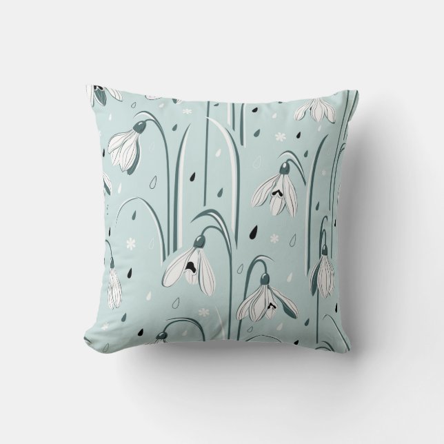 Spring background with delicate snowdrop flowers a throw pillow (Front)