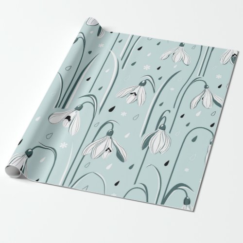 Spring background with delicate snowdrop flowers a wrapping paper