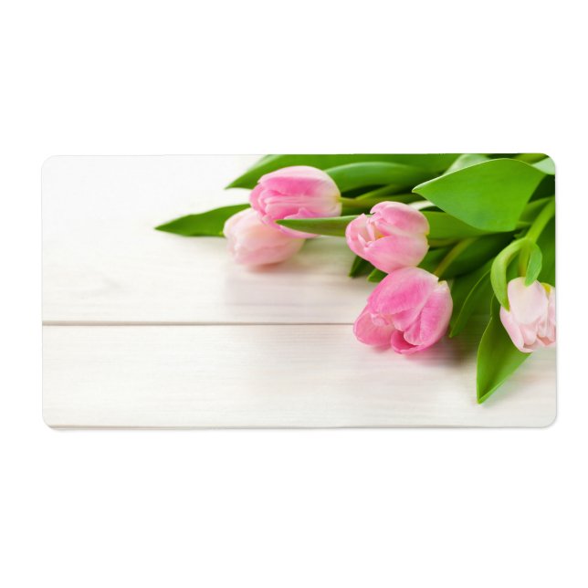 Spring Background with Tulip Flowers Label (Front)