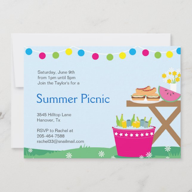Spring Backyard Barbecue Party Invitations (Front)