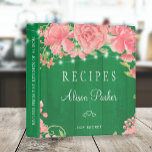 Spring barn wood blush pink peonies roses recipes 3 ring binder<br><div class="desc">Editable text recipes binder featuring rustic strings of twinkle lights and big peony flowers on bright emerald green barn wood background. Insert your text in the spots! This recipe book can be a beautiful gift for your own kitchen or a keepsake personalized gift for someone special, anniversary, Christmas, spring summer...</div>