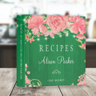 Spring barn wood blush pink peonies roses recipes 3 ring binder