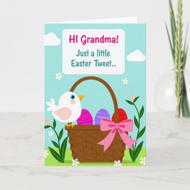 Spring Basket Bird Greeting Card (Front)