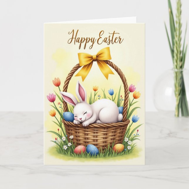 Spring Basket Bunny Slumber Card (Front)