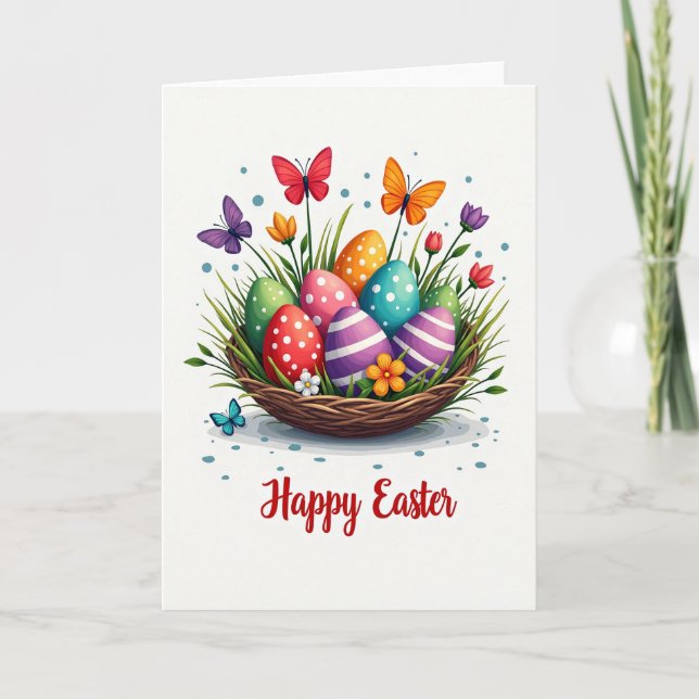 Spring Basket Egg Celebration Card (Front)