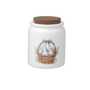 Spring Basket of Speckled Eggs Candy Jar