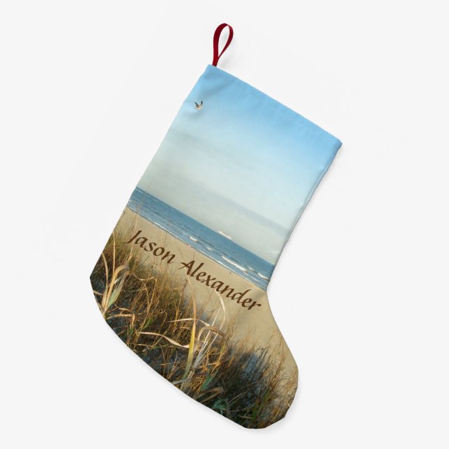 Spring Beach Scene No. 3 Custom Small Christmas Stocking (Front (Hanging))