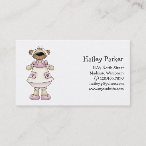 Customizable Spring Bears · Mauve Pinafore Business Cards