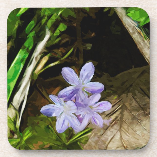 Spring Beauty a Purple Wildflower Abstract Beverage Coaster (Front)