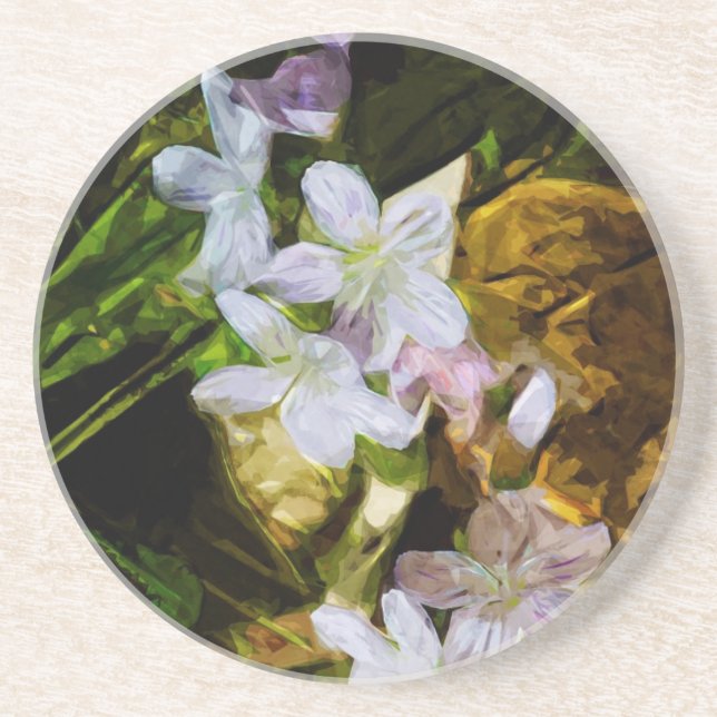 Spring Beauty a Purple Wildflower Abstract Sandstone Coaster (Front)