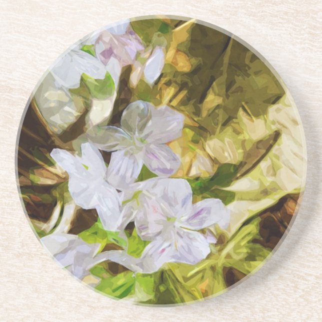 Spring Beauty a Wildflower Abstract Impressionism Sandstone Coaster (Front)