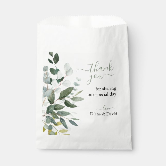 SPRING BEAUTY BOTANICAL GREENERY Wedding  Favor Bag (Front)