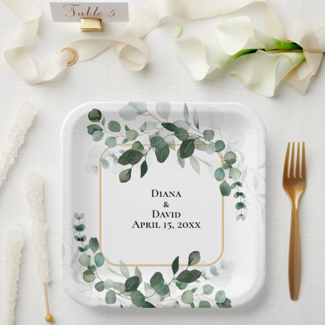 SPRING BEAUTY BOTANICAL GREENERY WEDDING  PAPER PLATES (Wedding)
