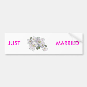 Spring Beauty Flower Just Married Bumper Sticker