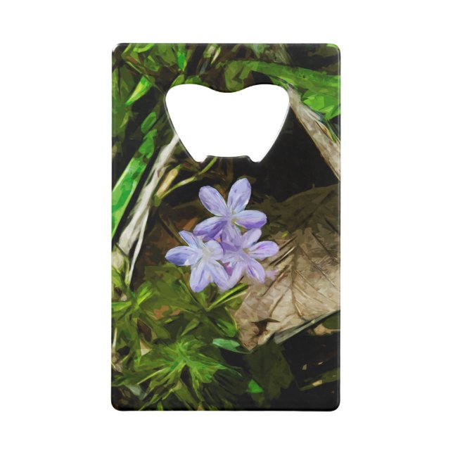 Spring Beauty Purple Wildflower Abstract Credit Card Bottle Opener (Front)