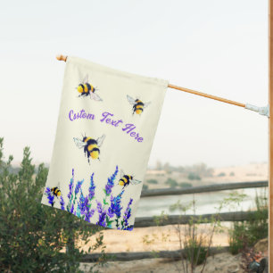 Spring Bee House Flag with Custom Text