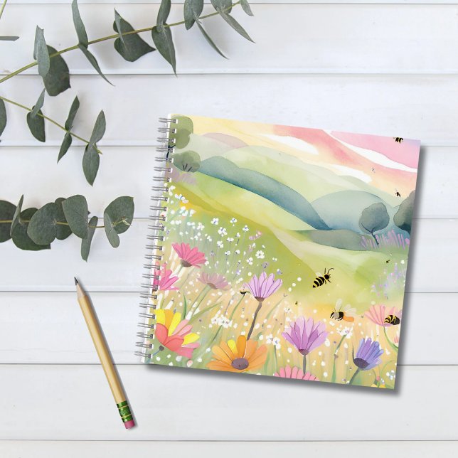 Spring Bees Flower Fields | Floral Colorful Notebook (Creator Uploaded)