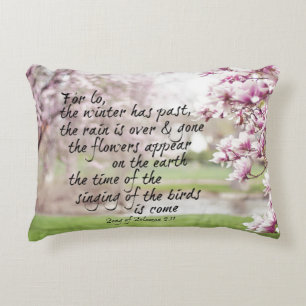 Spring Bible Verse with Magnolia Trees Decorative Pillow