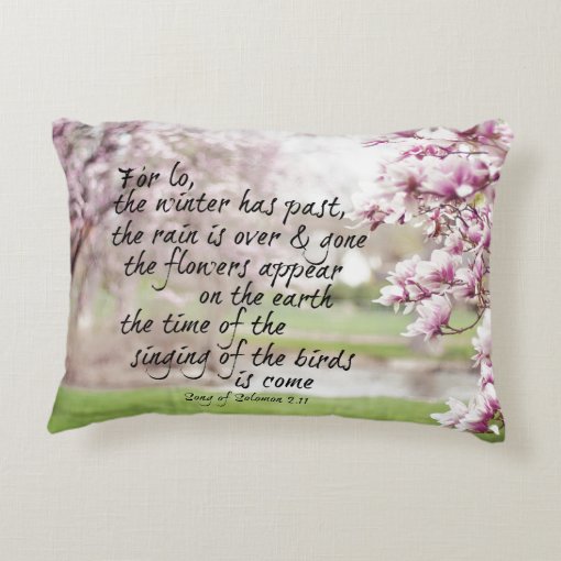 Spring Bible Verse with Magnolia Trees Decorative Pillow | Zazzle