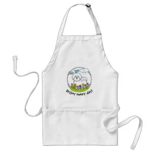 Spring Bichon Frise Dog with Flowers - Cute Adult Apron