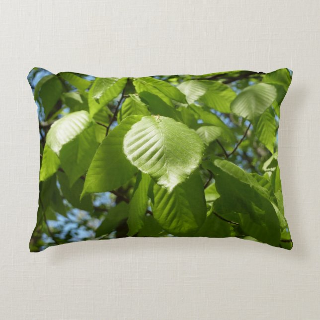 Spring Birch Leaves Green Tree Decorative Pillow (Front)