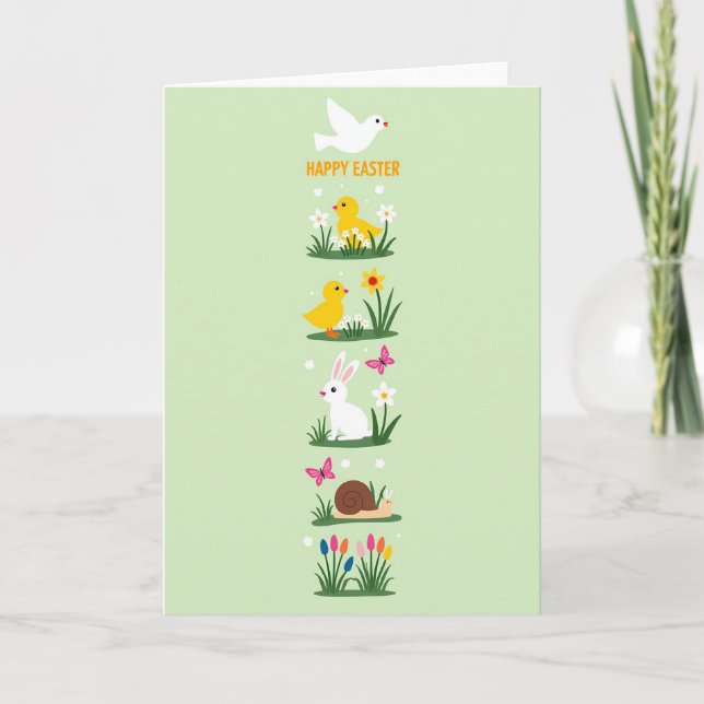 Spring Bird And Flower Art Card (Front)