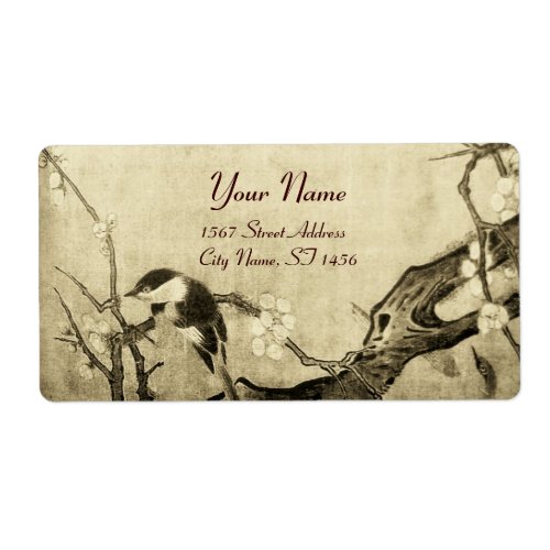 SPRING BIRD AND FLOWER TREE Sepia Brown Label