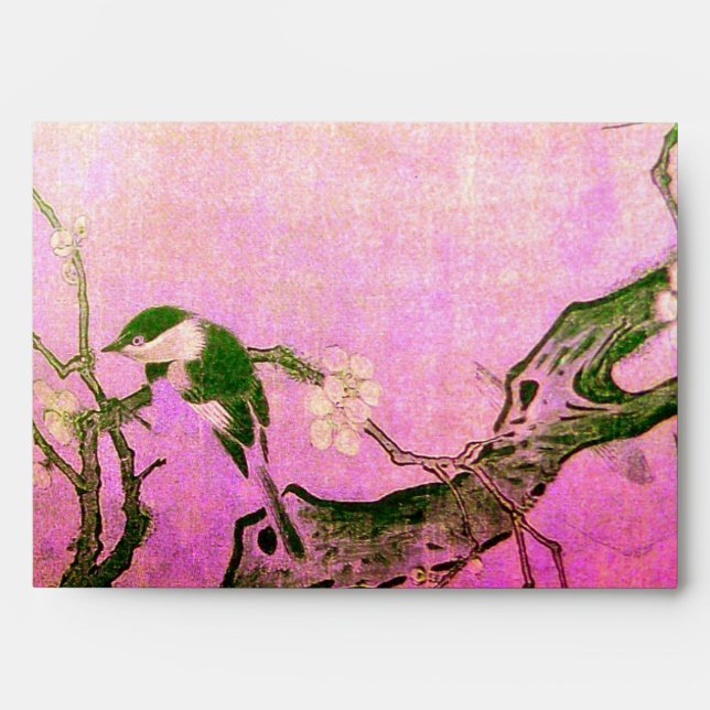 SPRING BIRD ANF FLOWER TREE Pink Fuchsia Envelope (Front)