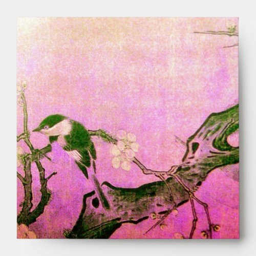 SPRING BIRD ANF FLOWER TREE Pink Fuchsia Envelope