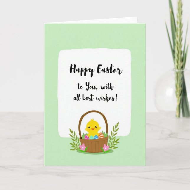 Spring Bird Basket Texture Look Card (Front)