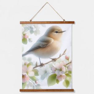 Spring Bird Cherry Blossom Floral Watercolor Hanging Tapestry
