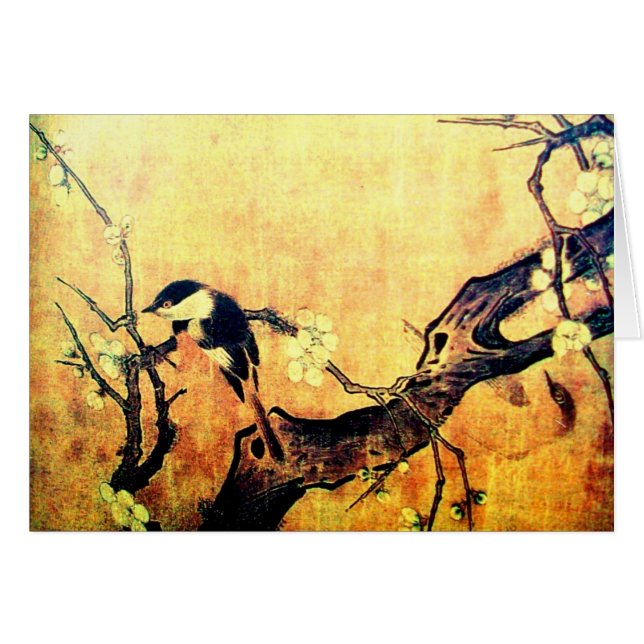 SPRING BIRD,FLOWER TREE,Easter Egg Parchment Cards (Front Horizontal)