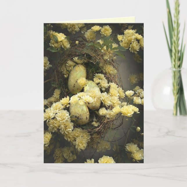 Spring Bird Nest Greeting Card (Front)